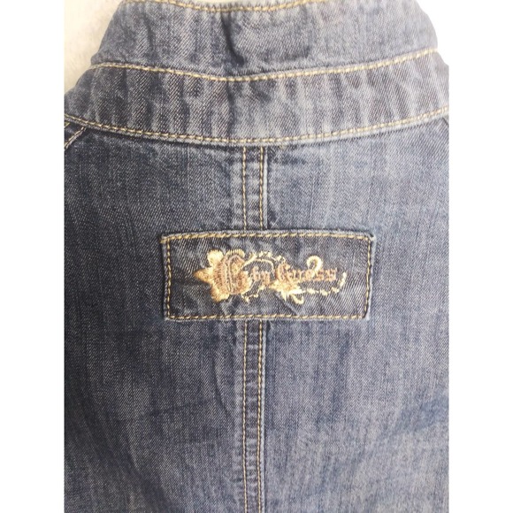 Arizona Jean Co. Vintage Cropped Zip Front Denim Jacket Women's Size M - Picture 10 of 13